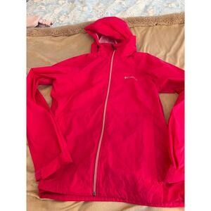 Columbia Womens Pink Hooded Rain Jacket Lightweight Full Zip Windbreaker L